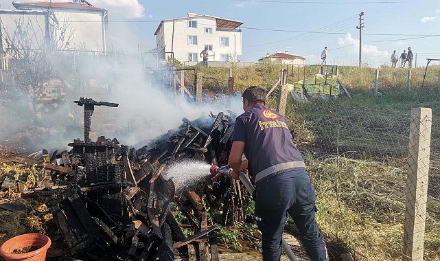 Bahçedeki yangın büyümeden söndürüldü