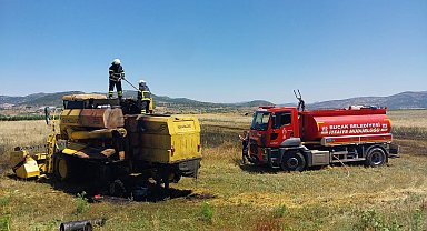 Biçerdöverdeki yangın tarlalara sıçramadan söndürüldü